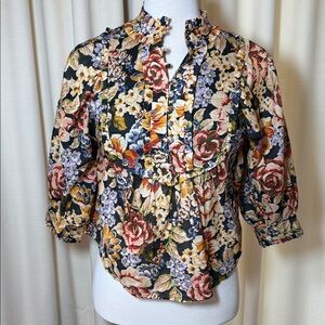 Karlie Multicolor Floral puff sleeve Blouse size Medium